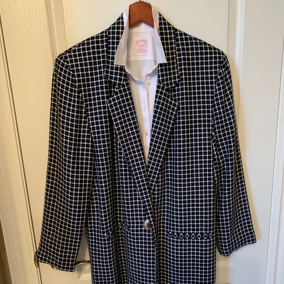 Single Breasted Black and White Checkered Jacket - size 6 - Picture 8 of 10